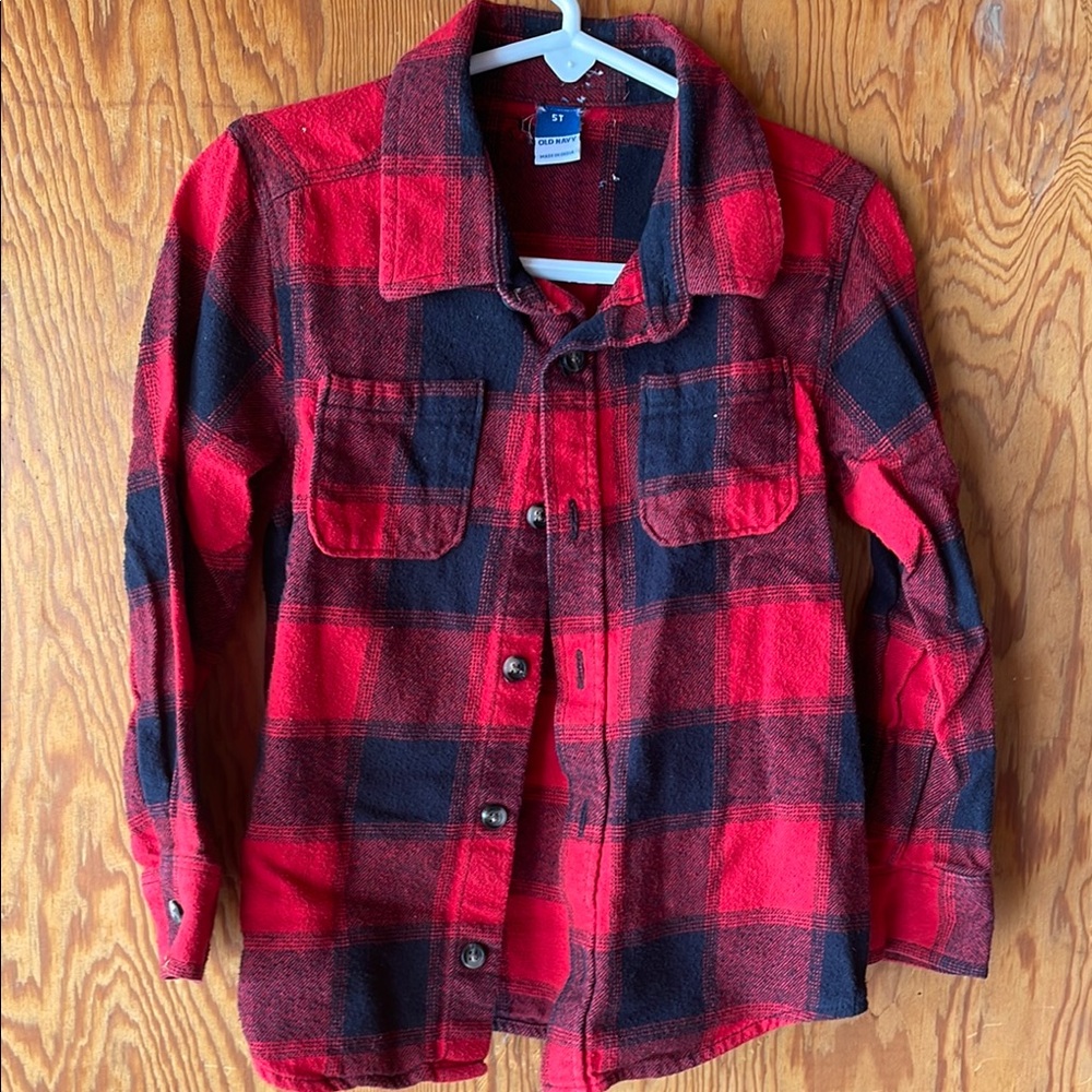 Old Navy Red and Black Flannel Button Down Shirt